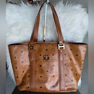 MCM Brown Leather MonogramTote Bag
